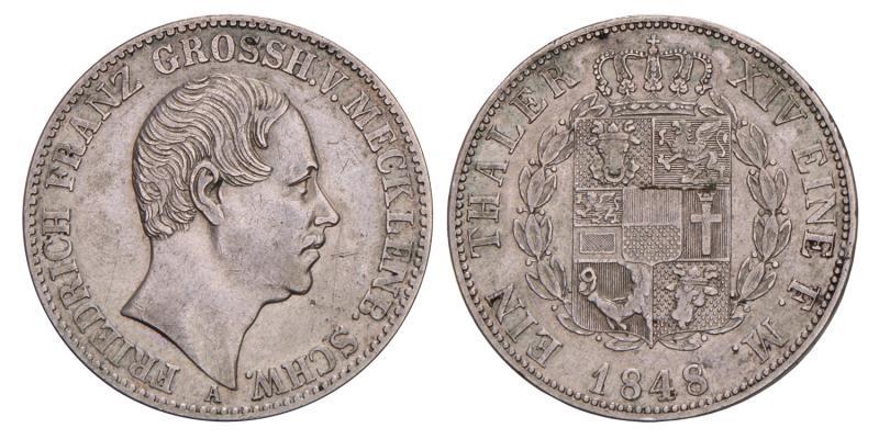 Germany. Mecklenburg-Schwerin. Friedrich Franz. Thaler. 1848.