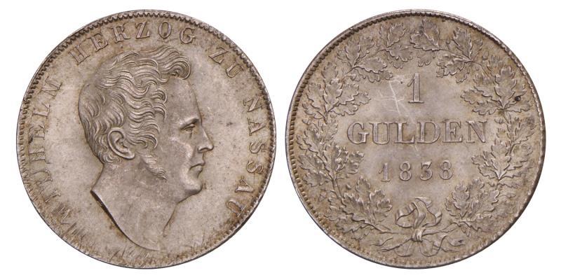 Germany. Nassau. Wilhelm. Gulden. 1838.