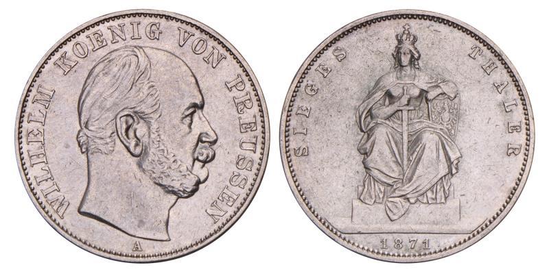 Germany. Prussia. Wilhelm. Thaler. 1871.