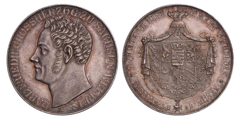 Germany. Saxe Weimar Eisenach. Carl Friedrich. 2 Thaler. 1842.