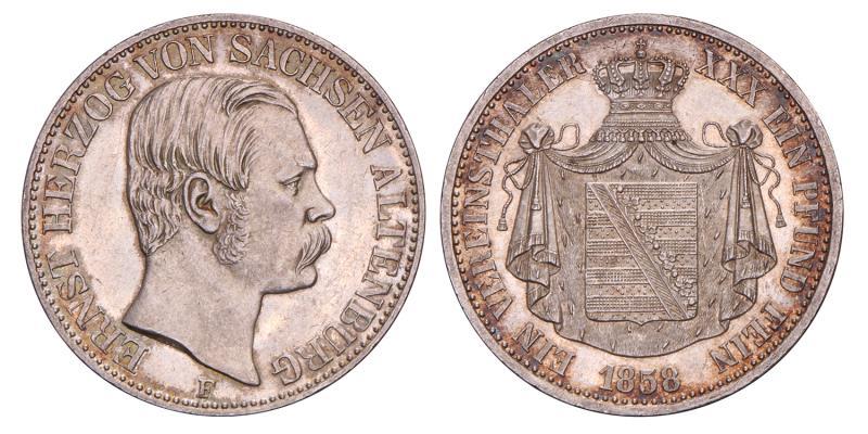 Germany. Saxe-Altenburg. Ernst. Thaler. 1858 F.