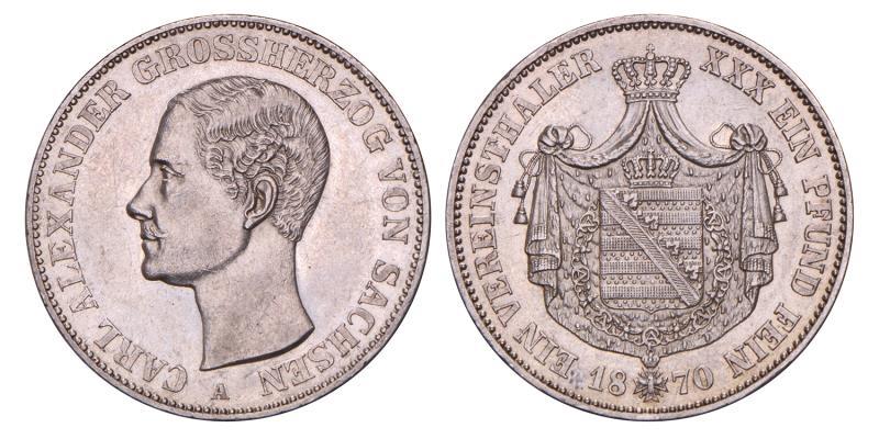 Germany. Saxe-Weimar-Eisenach. Carl Alexander. Thaler. 1870 A.
