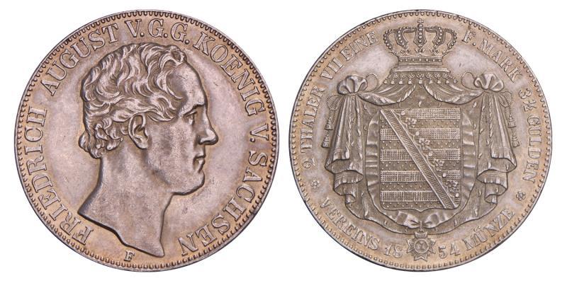 Germany. Saxony. Friedrich August. 2 Thaler. 1854.