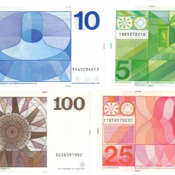 Nederland 5/10/25/100 gulden Bankbiljet Type 1968-1973 Vondel/Frans Hals/Sweelinck/De Ruyter - Zeer Fraai +.