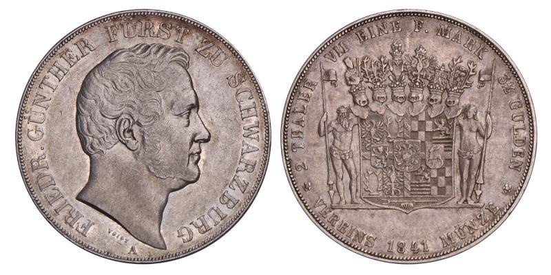Germany. Schwarzburg. Friedrich Günther. 2 Thaler. 1841.