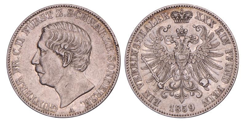 Germany. Schwarzburg-Sondershausen. Günther Friedrich Carl II. Thaler. 1859 A.