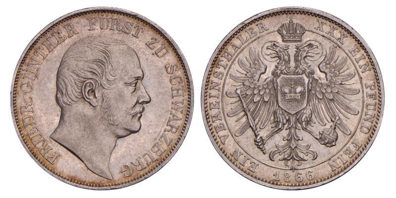 Germany. Schwarzburg-Rudolstadt. Friedrich Günther. Thaler. 1866.