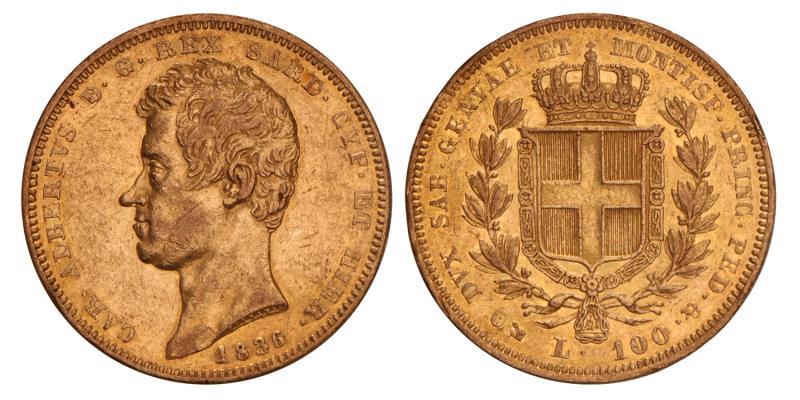 Italy. Carlo Alberto. 100 Lire. 1836 P.