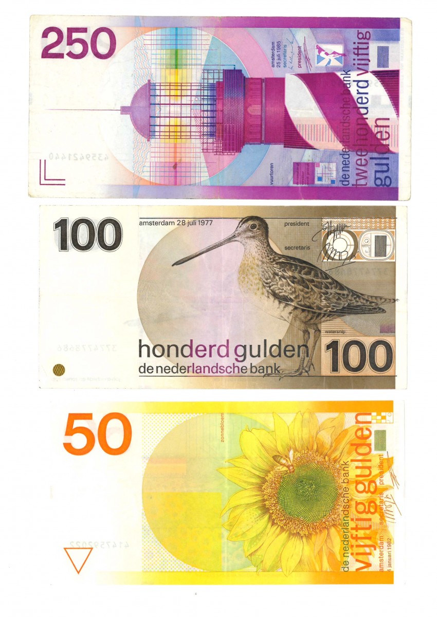Nederland 50/100/250 gulden Bankbiljet Type 1977-1982 Zonnebloem/Snip/Vuurtoren - Zeer Fraai
