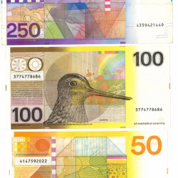 Nederland 50/100/250 gulden Bankbiljet Type 1977-1982 Zonnebloem/Snip/Vuurtoren - Zeer Fraai