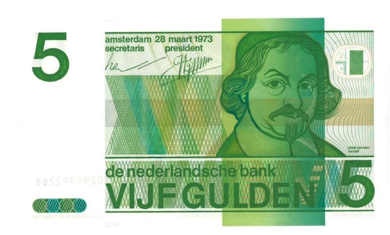 Nederland. 5 gulden. Bankbiljet. Type 1973. Vondel II - UNC.
