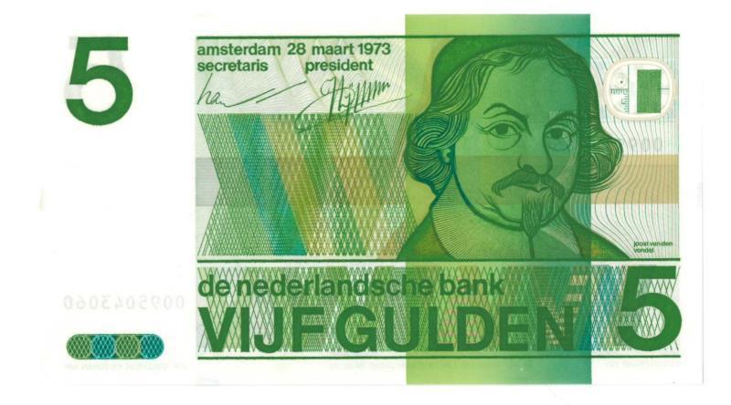 Nederland. 5 gulden. Bankbiljet. Type 1973. Vondel II - UNC.