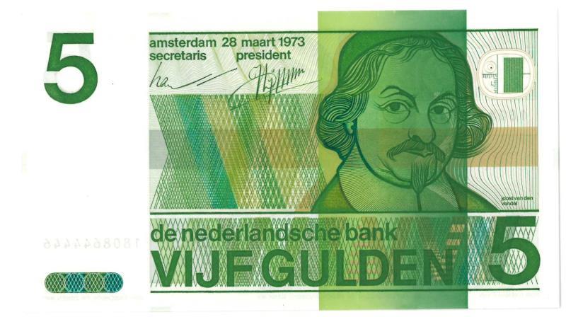 Nederland. 5 gulden. Bankbiljet. Type 1973. Vondel II - UNC.