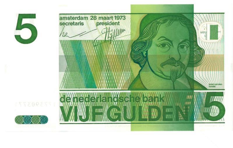 Nederland. 5 gulden. Bankbiljet. Type 1973. Vondel II - UNC.