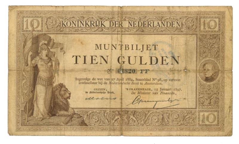 Nederland. 10 gulden. Muntbiljet. Type 1897. - Fraai -.