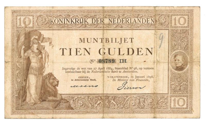Nederland. 10 gulden. Muntbiljet. Type 1894. - Fraai +.