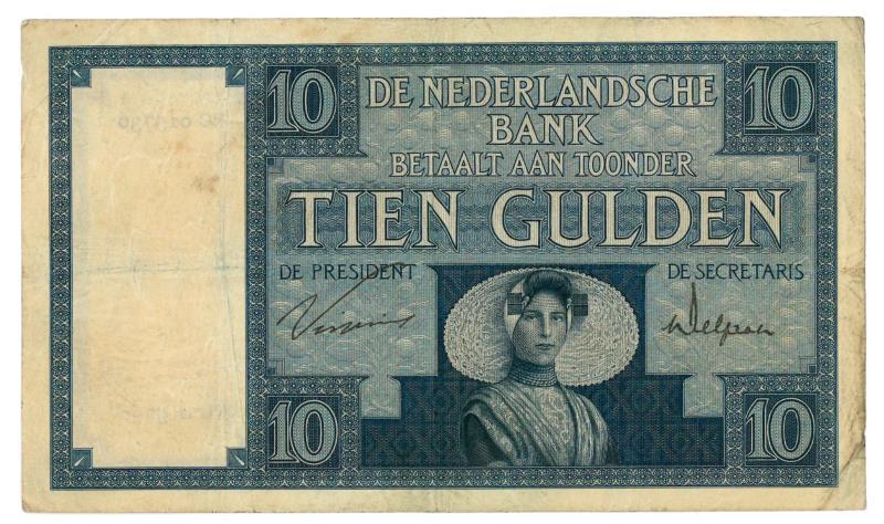 Nederland. 10 gulden. Bankbiljet. Type 1924. Zeeuws Meisje - Zeer Fraai.