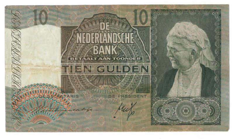 Nederland. 10 gulden. Bankbiljet. Type 1940 I. Emma - Zeer Fraai.