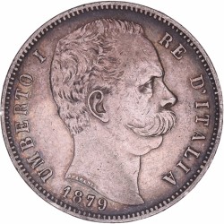 Italy. Umberto I. 5 lire. 1879 R.