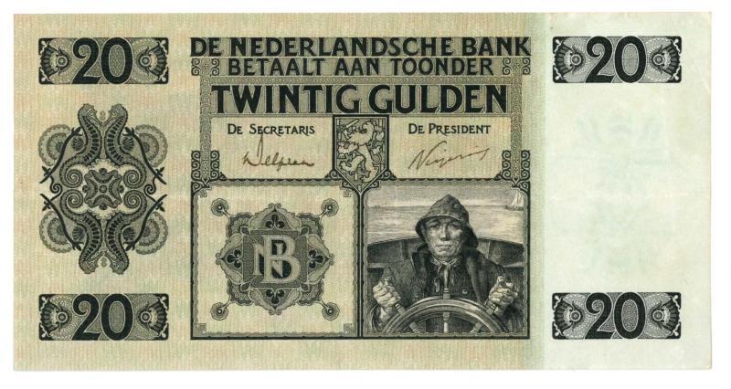 Nederland. 20 gulden. Bankbiljet. Type 1926. Stuurman - Prachtig.