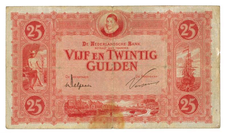 Nederland. 25 gulden. Bankbiljet. Type 1921. Willem van Oranje - Zeer Fraai.