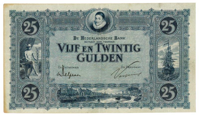 Nederland. 25 gulden. Bankbiljet. Type 1927. Willem van Oranje - Zeer Fraai.