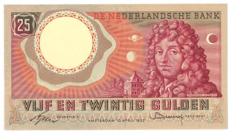 Nederland. 25 gulden. Bankbiljet. Type 1955. Huygens - UNC.