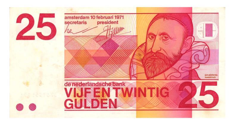 Nederland. 25 gulden. Bankbiljet. Type 1971. Sweelinck - Zeer Fraai / Prachtig.