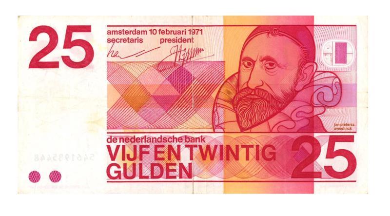 Nederland. 25 gulden. Bankbiljet. Type 1971. Sweelinck - Fraai.
