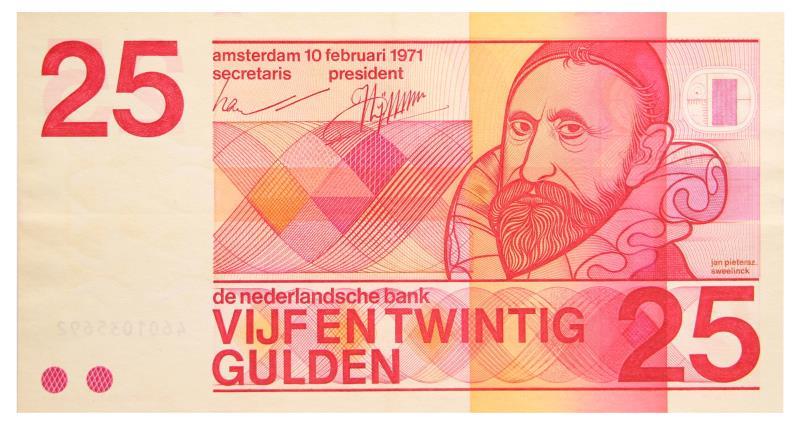 Nederland. 25 gulden. Bankbiljet. Type 1971. Sweelinck - Zeer Fraai.