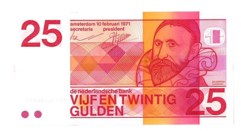 Nederland. 25 gulden. Bankbiljet. Type 1971. Sweelinck - UNC.