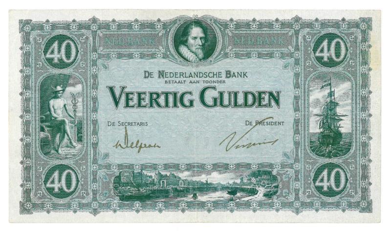 Nederland. 40 gulden. Bankbiljet. Type 1921. Maurits - Zeer Fraai +.