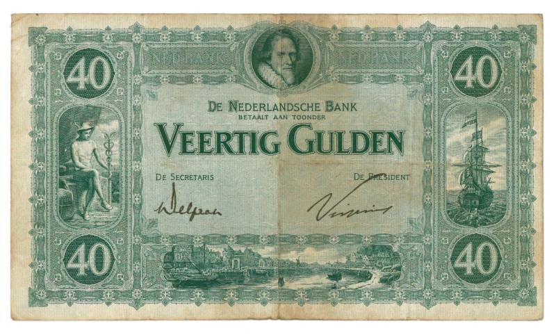 Nederland. 40 gulden. Bankbiljet. Type 1921. Maurits - Zeer Fraai -.