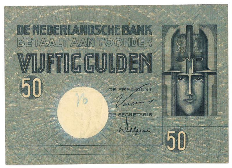 Nederland. 50 gulden. Bankbiljet. Type 1929. Minerva - Zeer Fraai.