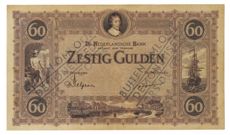 Nederland. 60 gulden. Bankbiljet. Type 1921. Frederik Hendrik - Zeer Fraai.