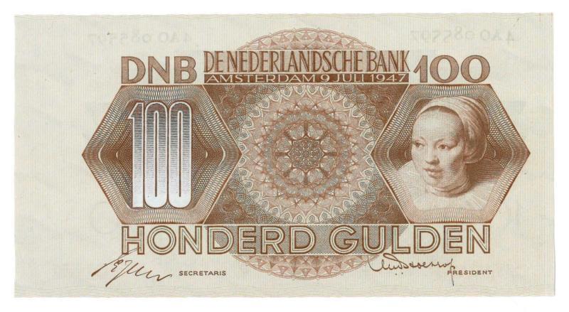 Nederland. 100 gulden. Bankbiljet. Type 1947. Adriaentje Hollaer - UNC.