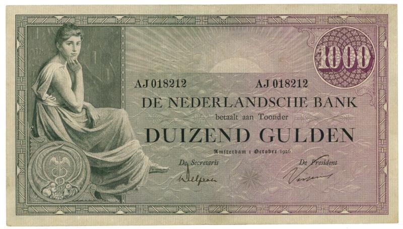Nederland. 1000 gulden. Bankbiljet. Type 1926. Grietje Seel - Zeer Fraai / Prachtig.