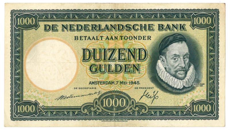 Nederland. 1000 gulden. Bankbiljet. Type 1945. Willem de Zwijger - Zeer Fraai +.