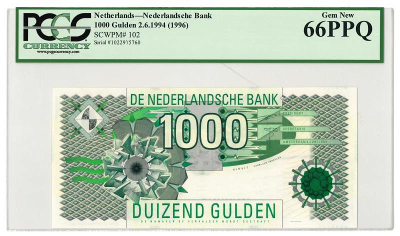 Nederland. 1000 gulden. Bankbiljet. Type 1994. Kievit 'graded' - UNC.