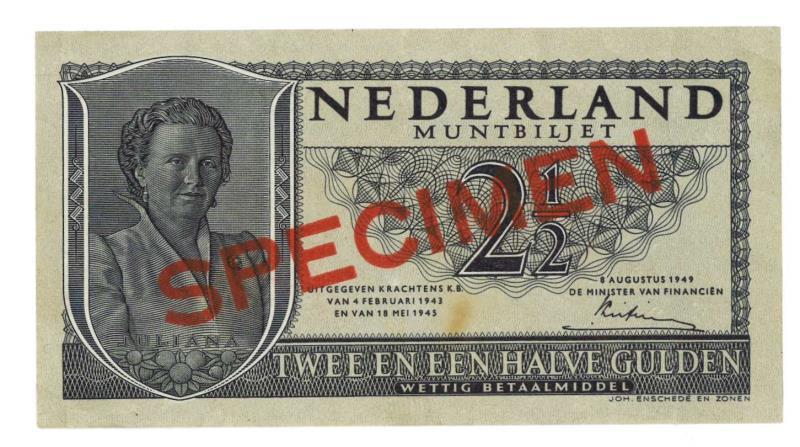 Nederland. 2½ gulden. Bankbiljet. Type 1949. Juliana - UNC.