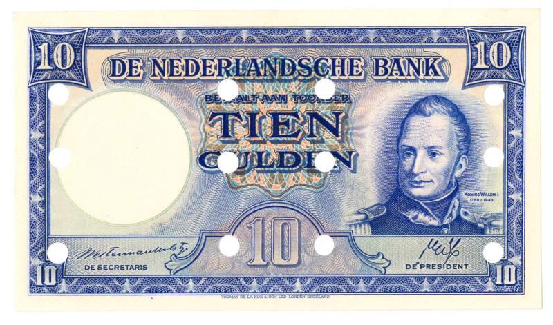 Nederland. 10 gulden. Bankbiljet. Type 1843. Willem I Staatsmijnen - UNC.
