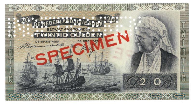 Nederland. 20 gulden. Bankbiljet. Type 1939. Emma - UNC.