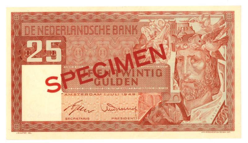 Nederland. 25 gulden. Bankbiljet. Type 1949. Salomo - UNC.