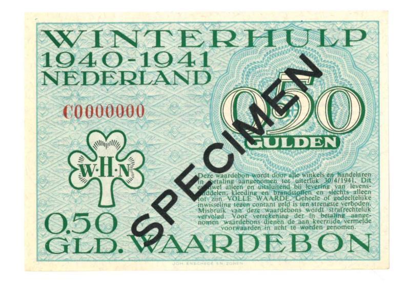 Nederland. ½ gulden. Winterhulp. Type 1940-1941. - UNC.