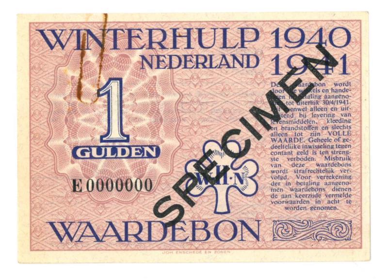 Nederland. 1 gulden. Winterhulp. Type 1940-1941. - UNC.