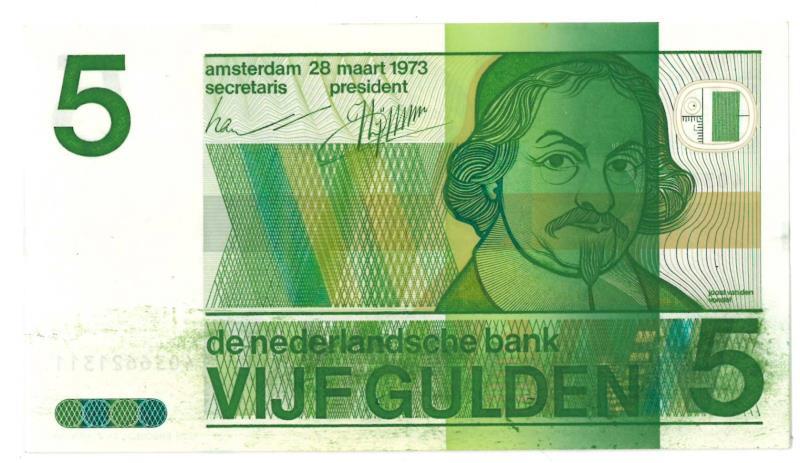 Nederland. 5 gulden. Bankbiljet. Type 1973. Vondel II - Prachtig.