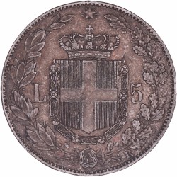 Italy. Umberto I. 5 lire. 1879 R.