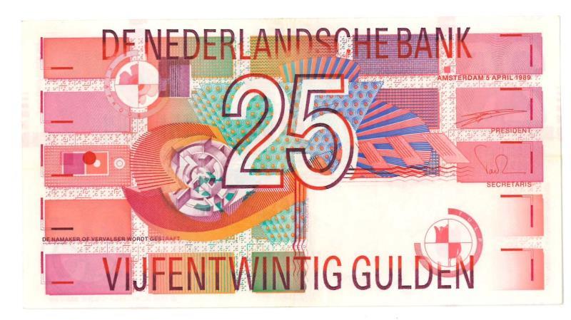 Nederland. 25 gulden. Bankbiljet. Type 1989. Roodborstje - Zeer Fraai / Prachtig.