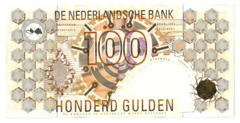 Nederland. 100 gulden. Bankbiljet. Type 1992. Steenuil - Prachtig +.