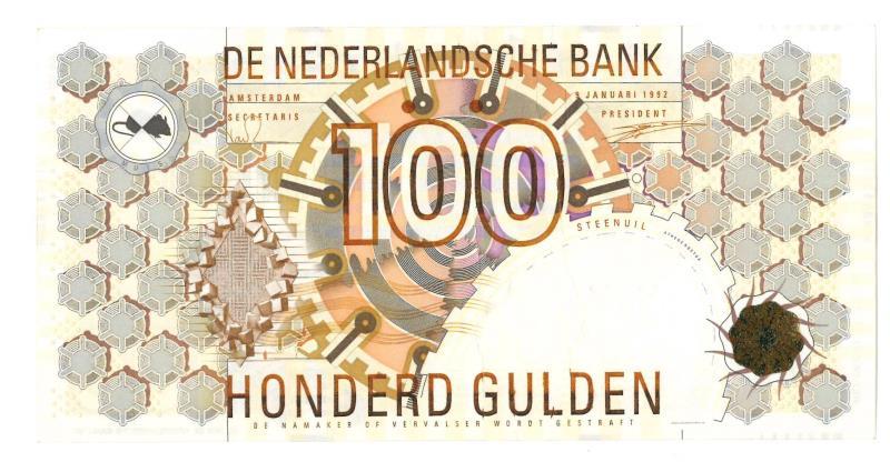 Nederland. 100 gulden. Bankbiljet. Type 1992. Steenuil - Prachtig.